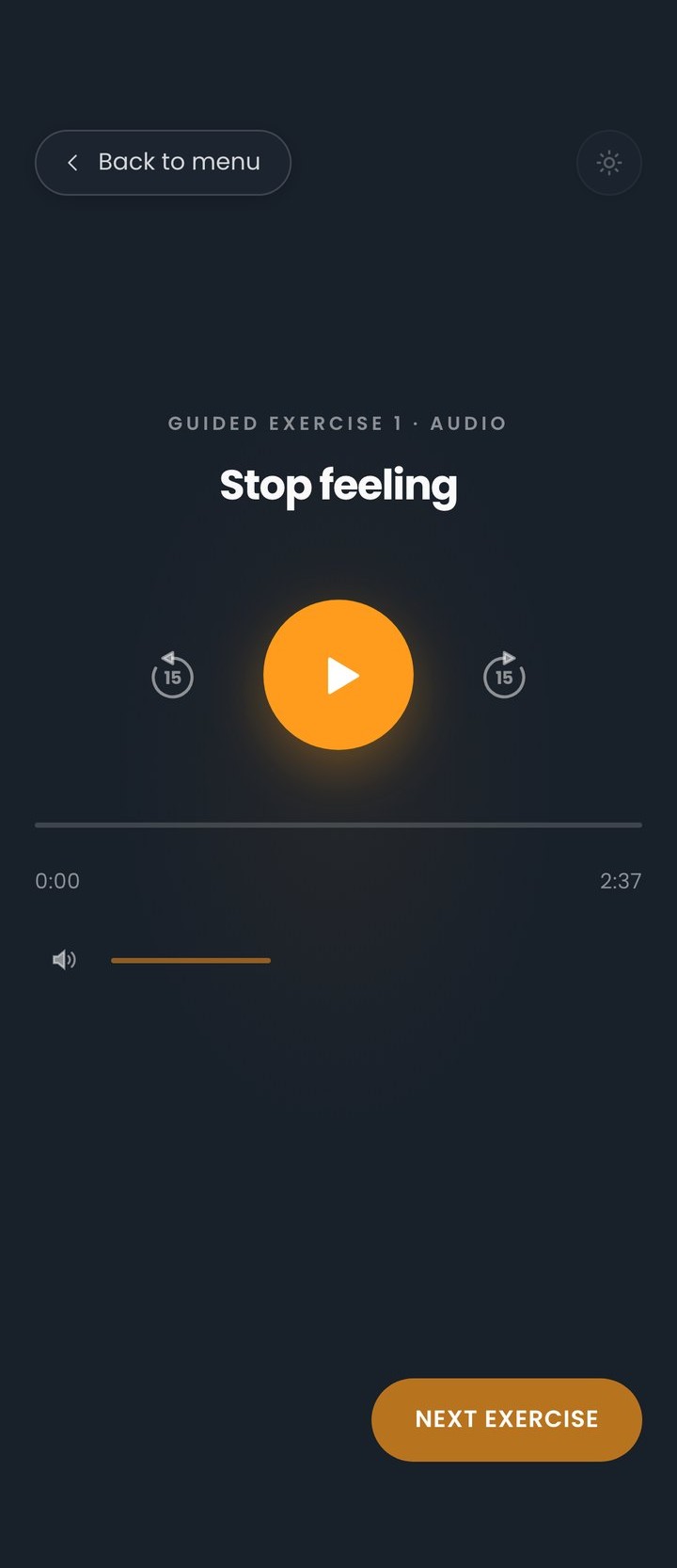Exercise one, Stop feeling, on a phone